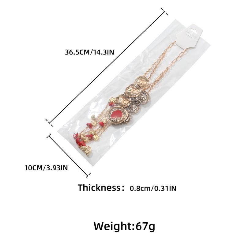 Boho Tassel Pendant Necklace Women Zinc Alloy Geometric Statement Chain Daily Wear Fashion Locket Collarbone Jewelry