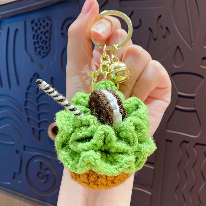 Crochet Cake Keychain: Orange & Grape Pendant Gift for Friend’s Birthday