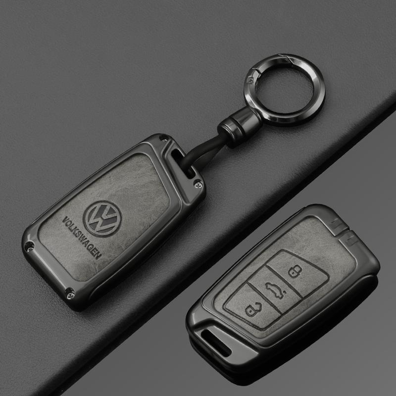 Alloy Leather Car Key Case Full Cover Shell For VW Volkswagen Passat B8 Tiguan Magotan Protector Keychain Keychain Accessories zg4