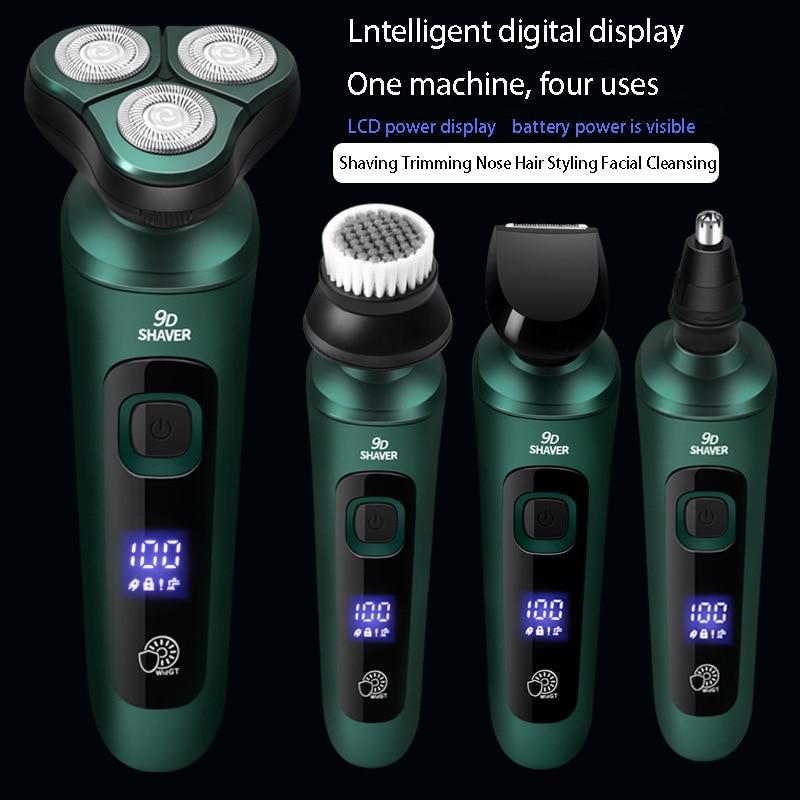 4в1 бритва с тремя головками, мужская очищающая бритва для лица, многофункциональный моющийся триммер для волос, универсальный тример для носа и ноздрей