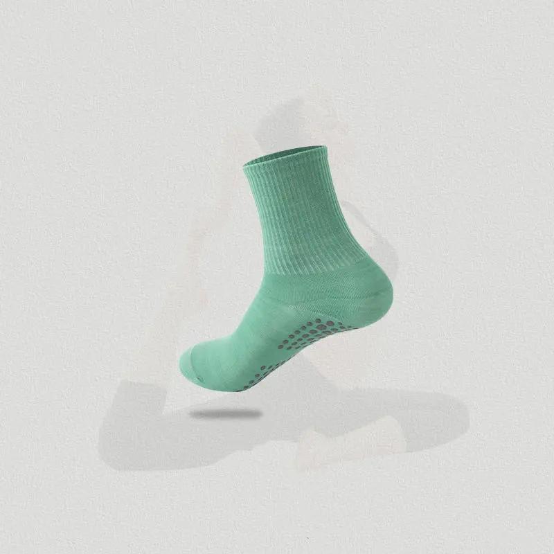 Solid Color Mid-calf Cotton Yoga Socks Silicone Bottom Non-slip Sports Socks Women Indoor Fitness Trampoline Dance Pilates Socks
