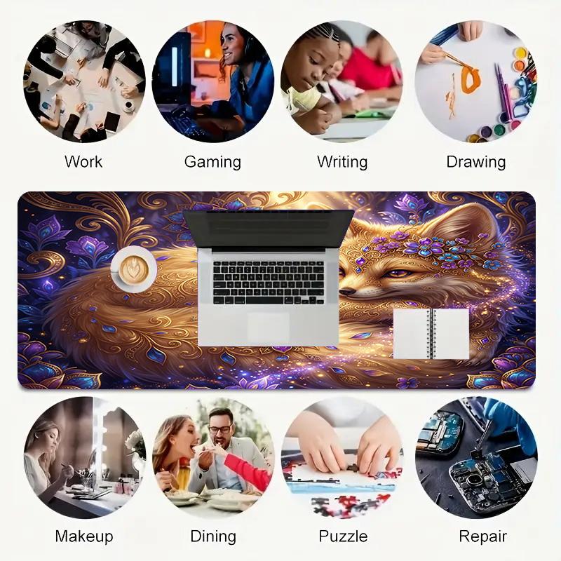 Fox Fantasy Xl Gaming Mouse Pad Nonslip Rubber Base Stitched Edge Waterproof Desk Mat For Pc Laptop Gamer Office Computer Accessories C927310