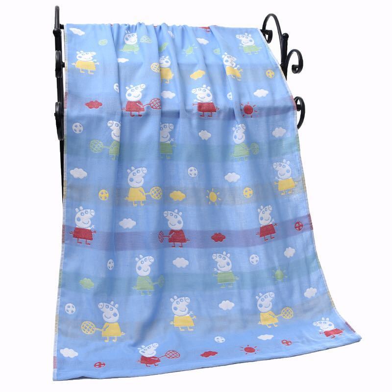 Банное полотенце из марли для взрослых, пляжное полотенце, диванное одеяло, одеяло из чистого хлопка, мультяшное, для ванной, дома, четыре сезона, двухстороннее, 70x140 см