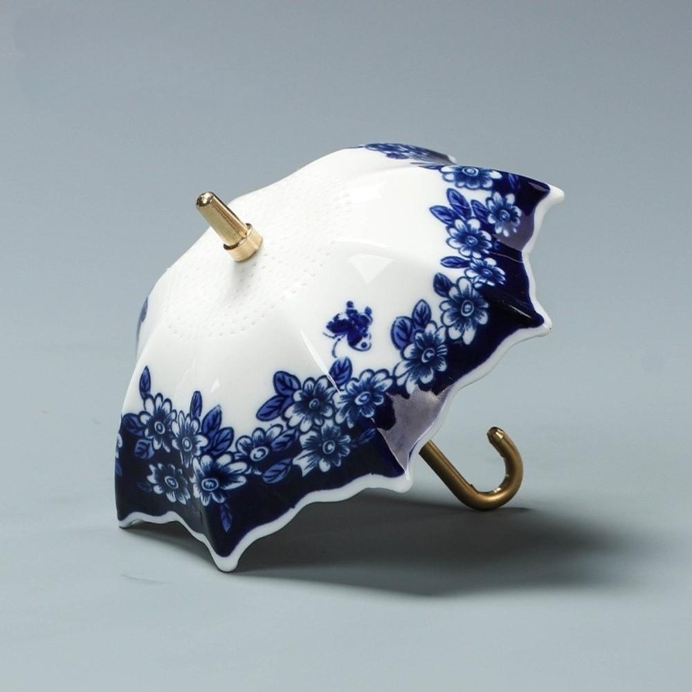 Chinese Style Tea Infuser Tea Tray Set Traditional Blue and White Porcelain Tea Filter Tea Room