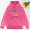 Peaches Attention Very Delicious Printing Washed Clothes Women Comics Hoodie Vintage Fashion Hoodies Autumn Cotton Loose Hoody