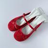 Фея ветер маленькие красные балетки однословная пряжка одинарная обувь женская 2025 новая весна бант нежные вечерние туфли-бини