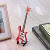 Red Miniature Bass Guitar Replica with Stand and Case Instrument Model Ornaments Christmas Gift