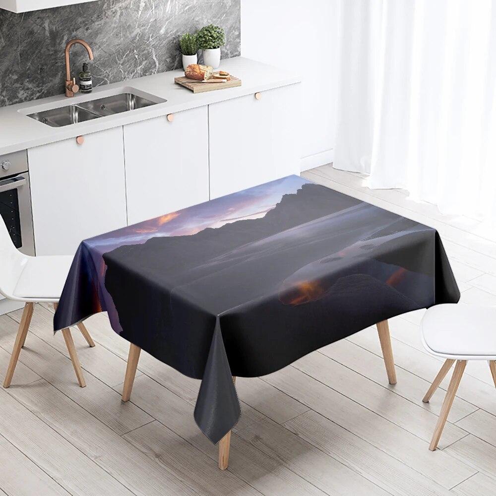 Natural Scenery Tablecloth Sunset  Anti-fouling Waterproof Rectangular Kitchen Dining Table Home Decoration