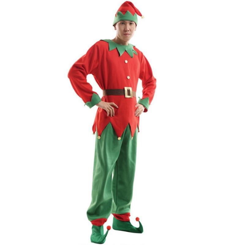Green & Red Costumes Sets Adults Christmas Dress Fancy Dress Classical Unisex Elf Festive Christmas Fancy Dress Costumes