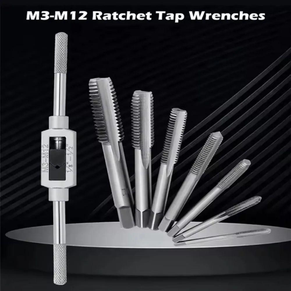 High Speed Steel Ratchet Tap Wrench Adjustable Screw Taps Tapping Tools Machine Taps