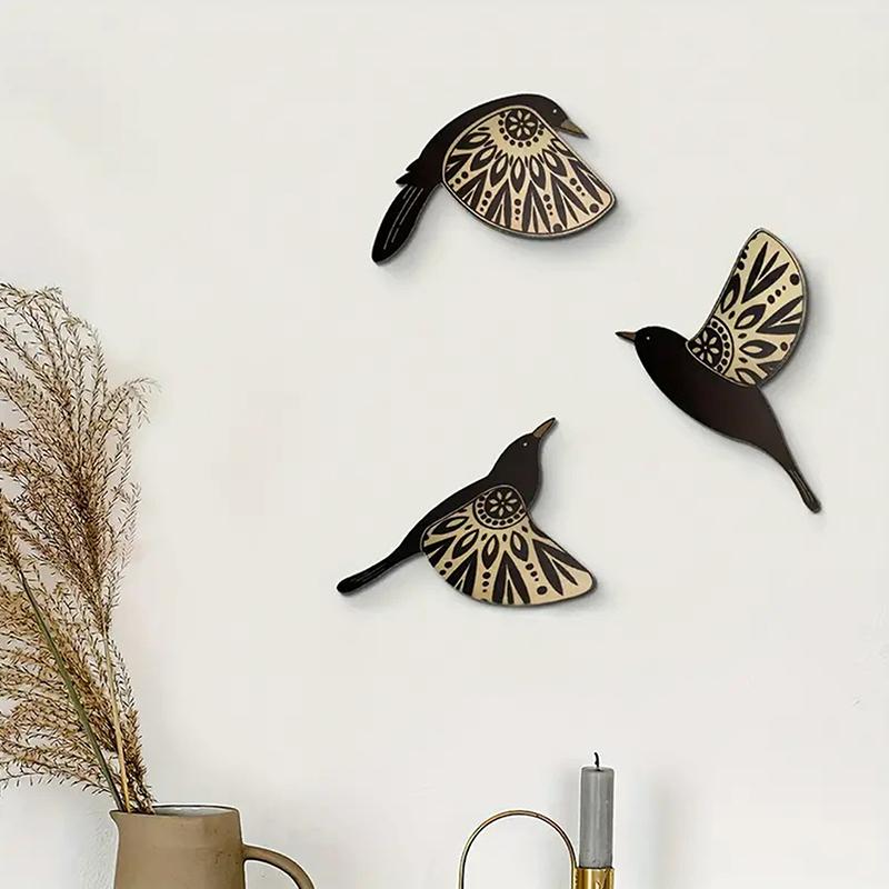 3 шт. Черная птица Деревянный настенный декор Искусство Винтаж Готический декор Гостиная Ванная Кухня Украшения для дома Подарки для дома и улицы