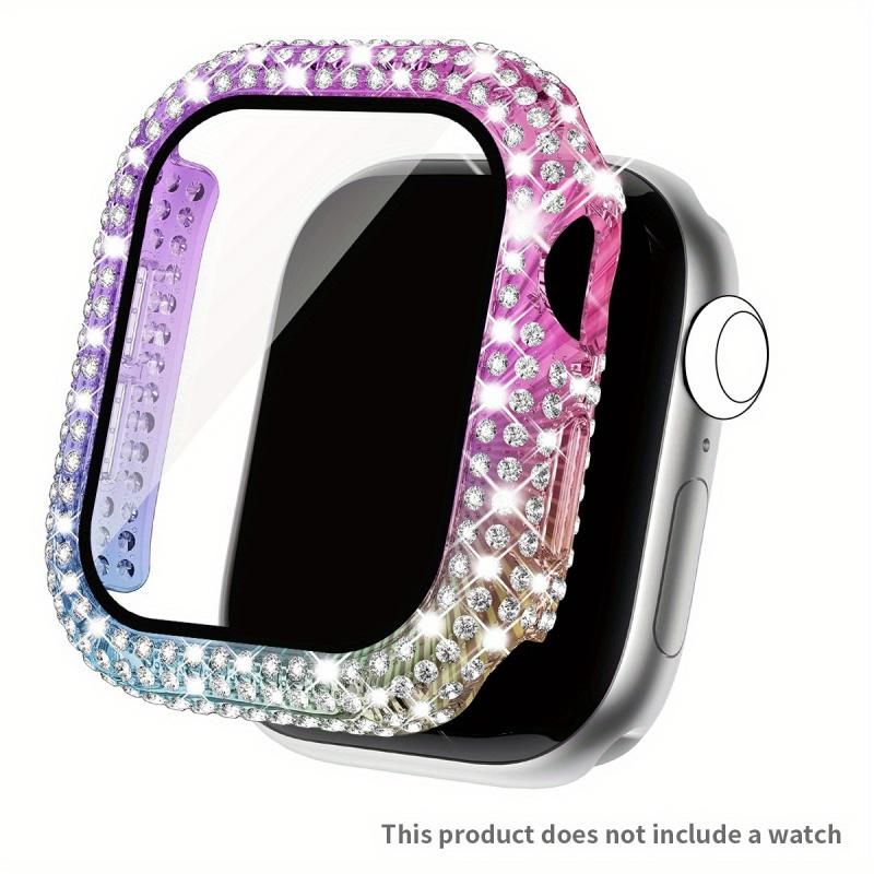 Чехол со стразами + Закаленное стекло для Apple Watch Series 11 10 9 8 7 SE, 46 42 45 41 44 40 38мм