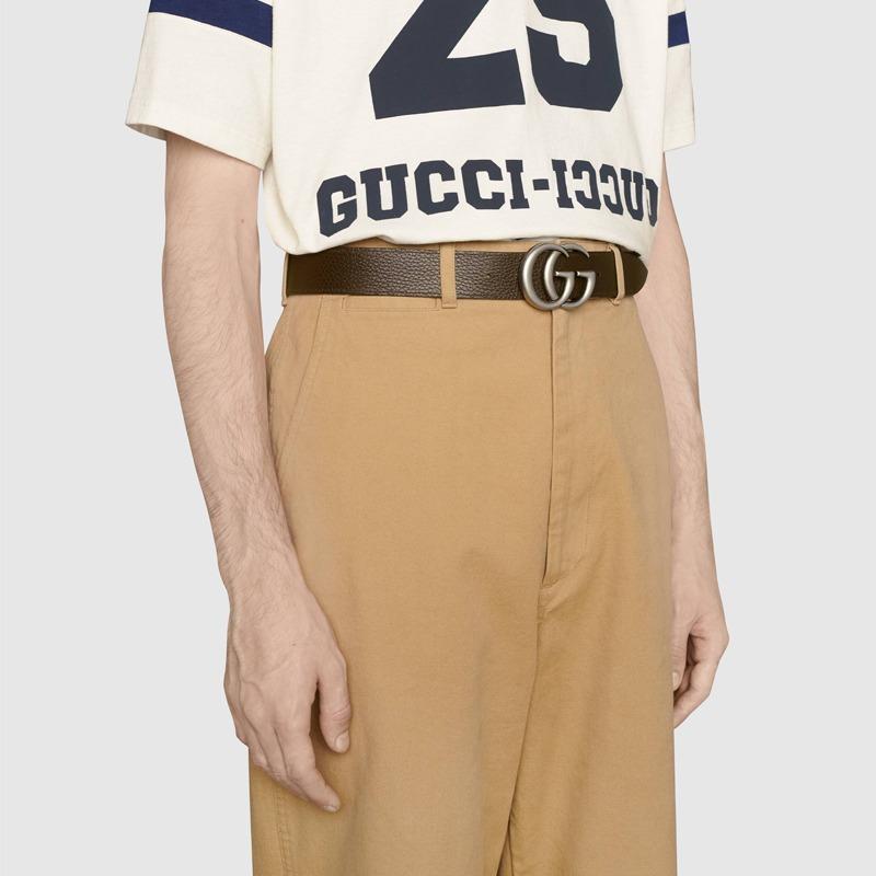 GUCCI Gucci GG Marmont double G logo style buckle metal cow leather belt men and women same style couple style width 3.7cm 627055-CAO2N-1062