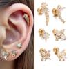 New Design Stainless Steel Zircon Small Stud Earrings Women Geometry Helix Tragus Cartilage Star Earring Piercing Jewelry 1pc