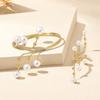 Imitation Pearl Bracelets Rings Set for Women Chunky Adjustable Fit Wrap Bracelets Ring Personality Advanced Irregular Bracelet