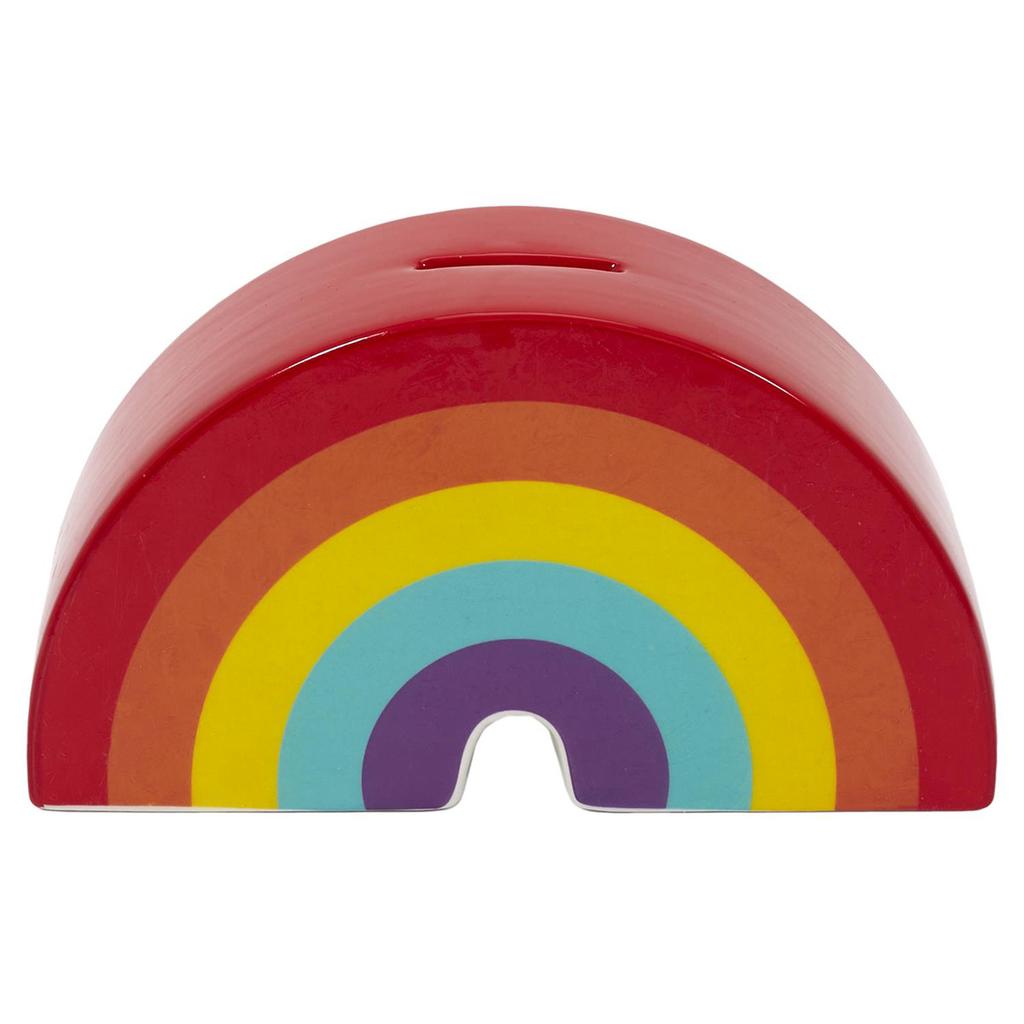 Les Trésors De Lily [A3673] - Multicolored Red 'Rainbow' Ceramic Piggy Bank - 18x10x6 Cm