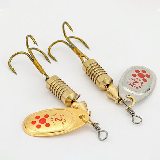 10Pcs 6.3CM/7G Spinner Blade Lure with Hook Hard Metal Spinnerbait Rotating Sequin Lure Rig Saltwater Freshwater Walleye Bass Fishing Accessories