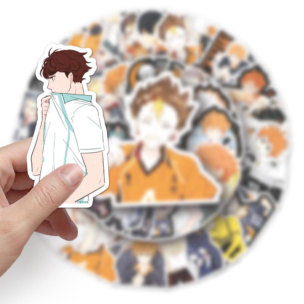 52 Haikyuu Waterproof Cartoon Stickers for Suitcase, Scooter, and Car Decor