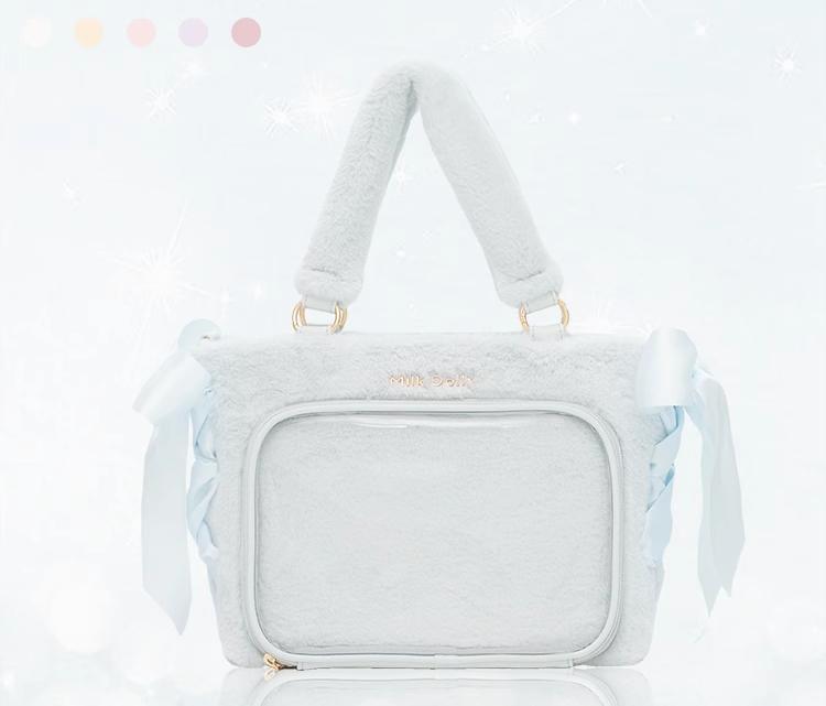 Плюшевая сумка-тоут через плечо Ita Original Bolsos De Mujer Прозрачный Tote Sac Femme Студенческие сумки с лентой для женщин Большая вместимость Bolso