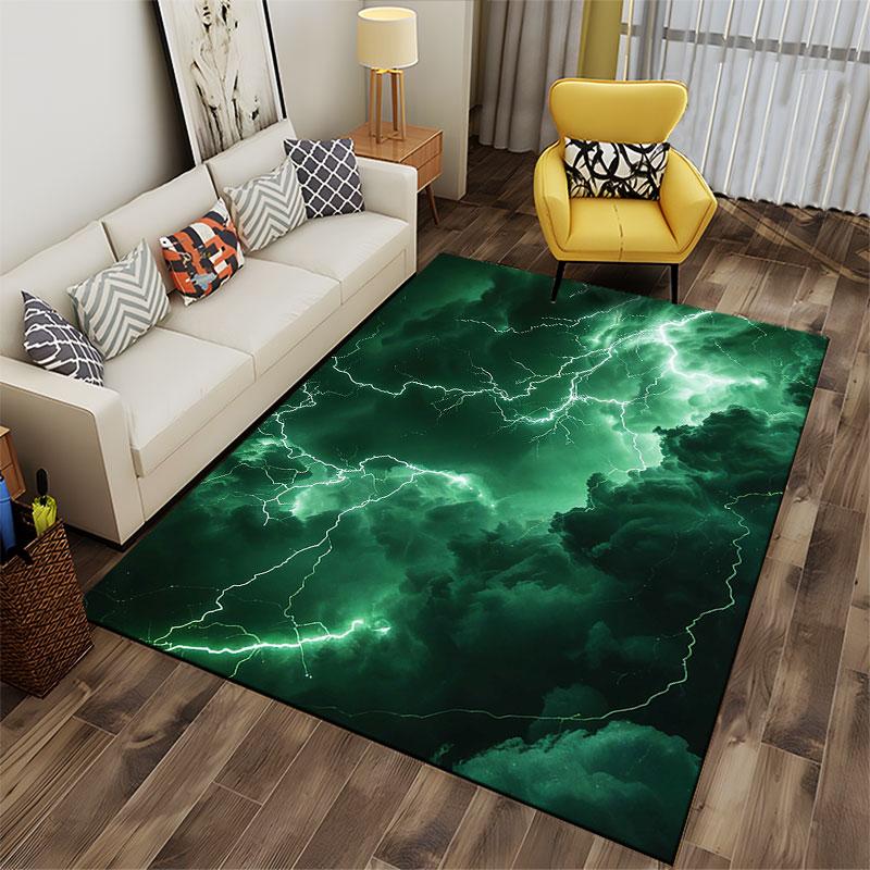 Green Lightning Storm Design suitable as a non-slip mat for the living room or bedroom sofa