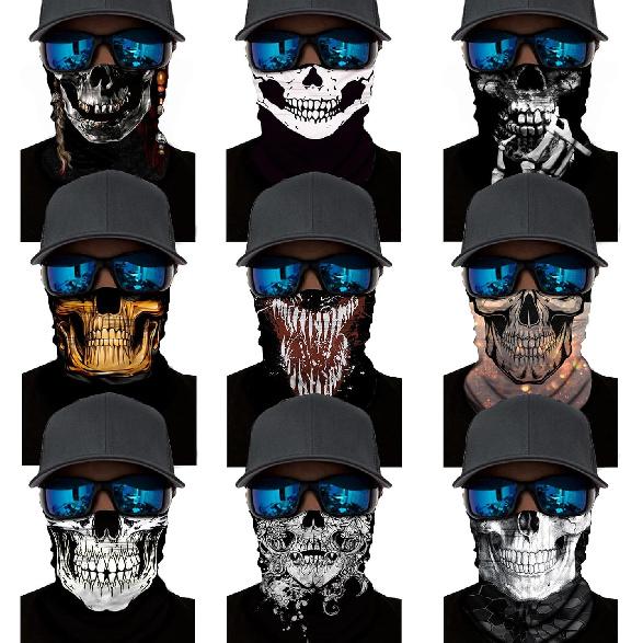 9 Pack Neck Gaiter Skull Motorcycle Face Mask for Men Women Face Cover Mask Head Wrap Balaclava Headwear