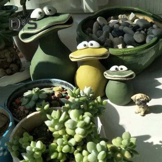 Фигурка лягушки с большим ртом, украшение из смолы, семейная лягушка, водонепроницаемая мультяшная садовая статуэтка лягушки для наружного внутреннего декора