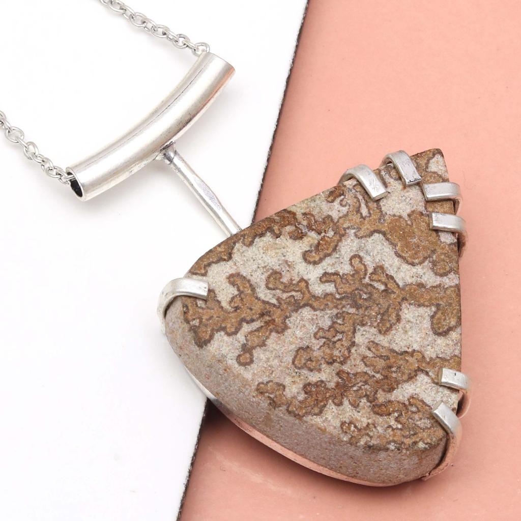 Dendritic Agate Drusy Gemstone Mother's Day Silver Jewelry Necklace 20 In