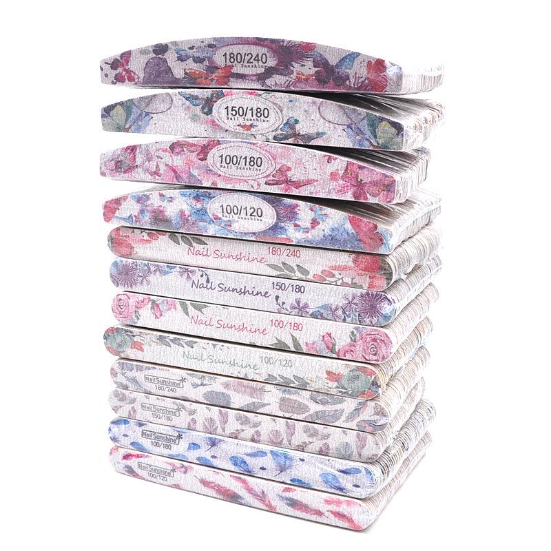 Пилка для ногтей в форме полумесяца с принтом бабочек - Тонкая деревянная щепка, инструмент для придания формы и шлифовки маникюра