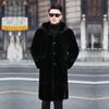 Норковая шуба мужская новая норковая шерсть теплая цельная норка длинная облегающая с шапкой меховая повседневная меховая куртка
