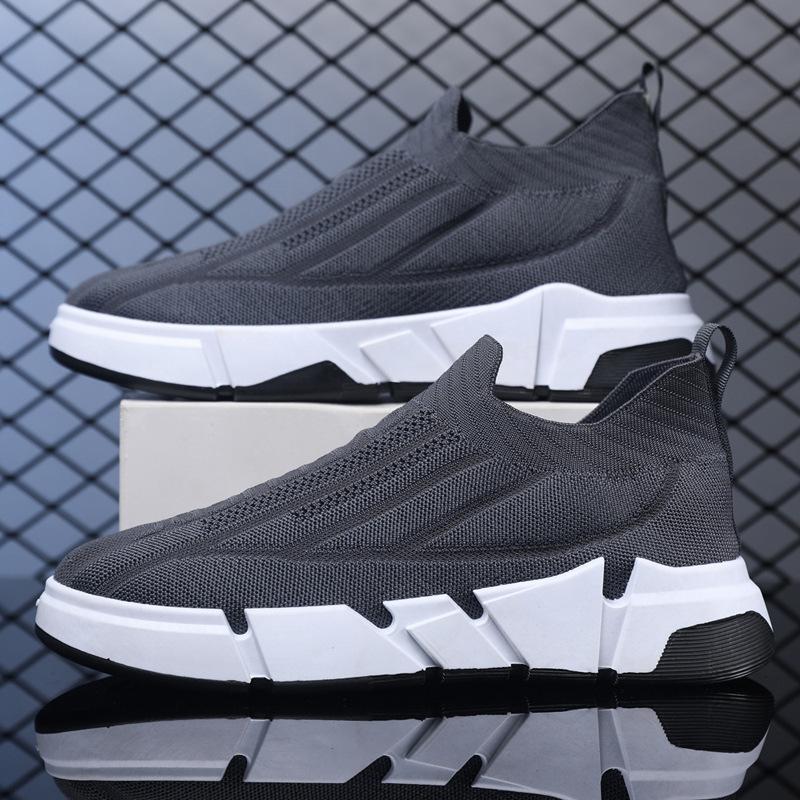 Новый весенний стиль Летающие вязаные дышащие сетчатые туфли Толстые носки и носки Кроссовки для мужчин