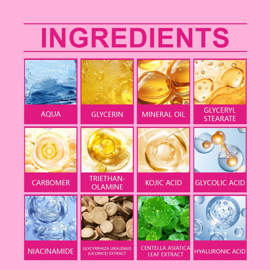 Гиалуроновый отбеливающий крем глубоко увлажняет, подтягивает и осветляет тон кожи, удерживает влагу, устраняет сухость и осветляет пятна.