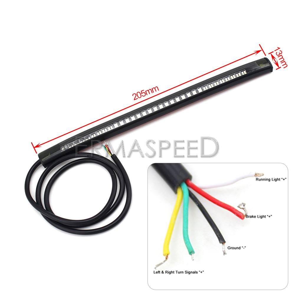 Водонепроницаемый 48 светодиодный светильник для мотоцикла, полоски, красный задний стоп-сигнал для мотоцикла, янтарные указатели поворота, универсальный свет