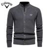 Callaway Вышитый осенне-зимний новый тренд однотонный кардиган мужской свитер деловой высококачественный свитер вязаный свитер