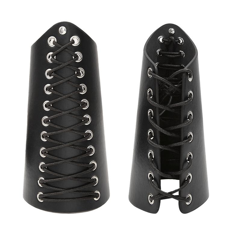 1 Pc Cosplay Props Faux Leather Wide Bracer Lace Up Arm Armor Cuff String Steampunk Vintage Medieval Gauntlet Wristband Bracelet