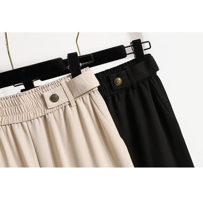 DIMANAF 2024, весенние длинные брюки больших размеров, женские эластичные повседневные свободные шаровары на пуговицах с высокой талией, однотонные свободные базовые брюки, широкие брюки 5XL