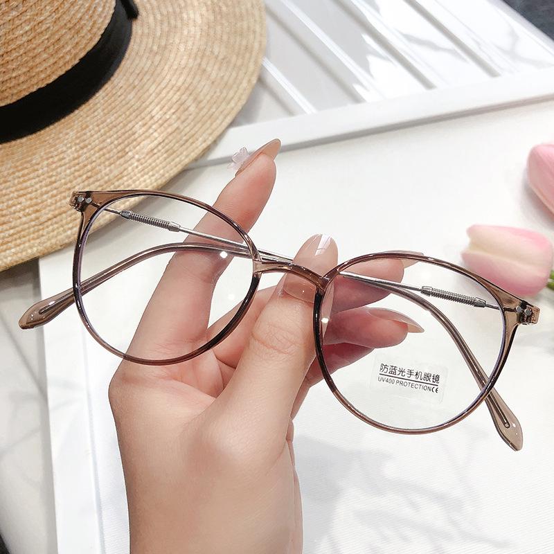 Retro 4-color Women's Trend Office UV Protection Round Glasses Fashion Street Shooting Flat Mirror