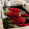1Pcs Rose Pattern Floor Mat Modern Kitchen Polyester Rug Non-Slip Colorful Indoor Carpet, For Home Bathroom Bedroom Living Room Decor