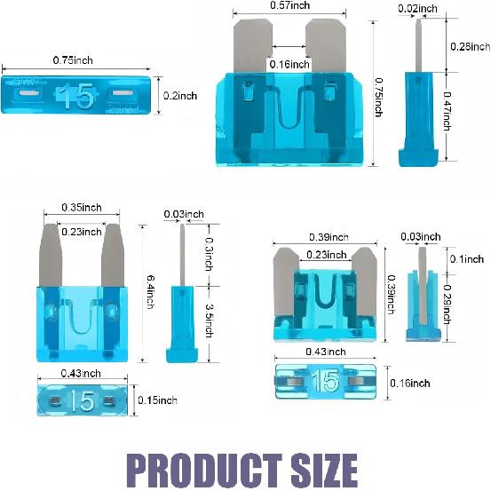 300PCS Car Fuses Assortment Kit, Micro & Mini & Standard Blade Fuse Kit, Universal Replacement Blade Fuses for Auto, Sedan, Boat, RV