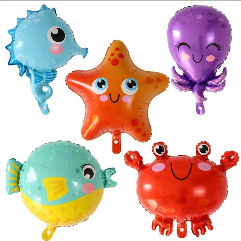 1PC Marine Life Theme Party Balloons Ocean Sea Animals Shark Foil Balloons Kids Boy Birthday Party Decor Baby Shower Supplies