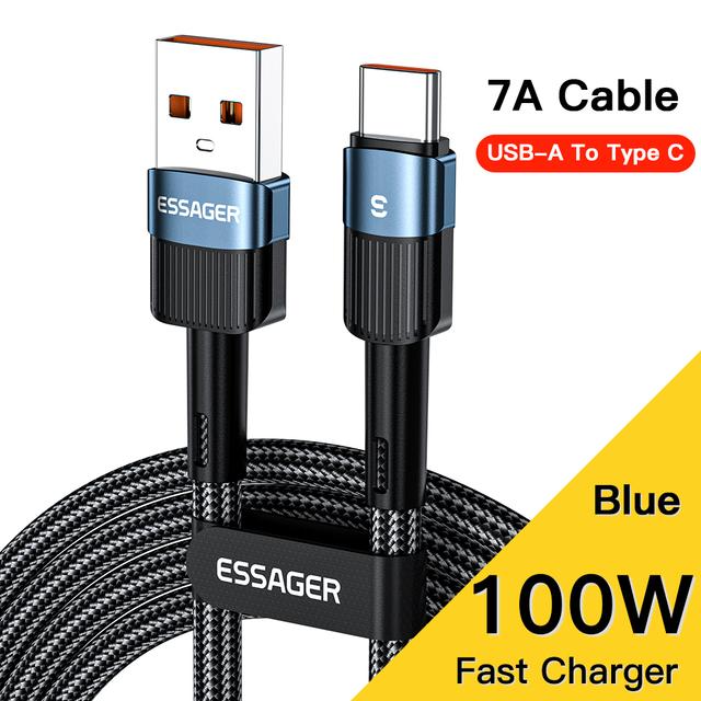 Essager 7A Type C USB-кабель для Realme Oneplus OPPO 100 Вт USB-кабель для быстрой зарядки Type-C для Huawei P30 P40 Pro Samsung