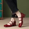 Patent Leather Women High Heel Shoes Retro Thick Heel Female Pumps 2024 Brand Shoes Female Buckle Strap  Solid Classics Pumps
