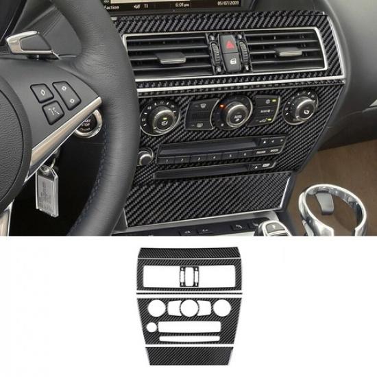 5pcs Carbon Fiber Car Front Center Dashboard Panel Cover For BMW 6 Series 04-10