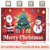 Party Backdrop Santa Claus Christmas Flat Santa Claus Snowman Tree Multi Layered Celebration Photo Booth Front Door Decor