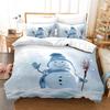 Christmas Duvet Cover Set King Queen Full Size Winter Theme Snowman Pattern Polyester Comforter Cover For Child Festival Gift