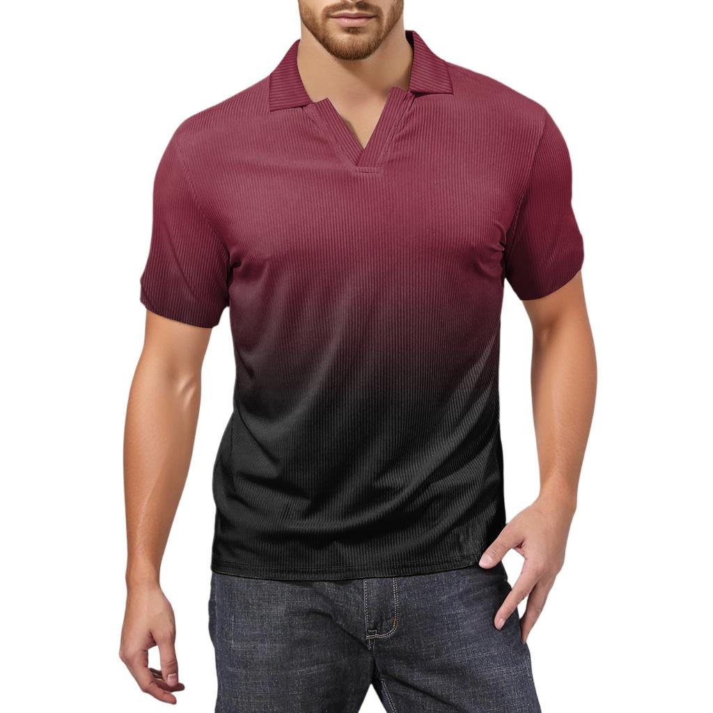 Мужская модная футболка для гольфа с коротким рукавом и V-образным вырезом