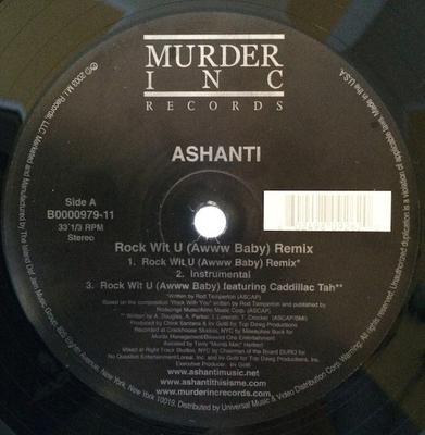 12-дюймовая пластинка ASHANTI - Rock Wit U (Ааа Малыш) Ремикс / Feel DEFR158911,B000 Def Jam Recordi 2003 US Rap & Hip-Hop/R&B Б/у