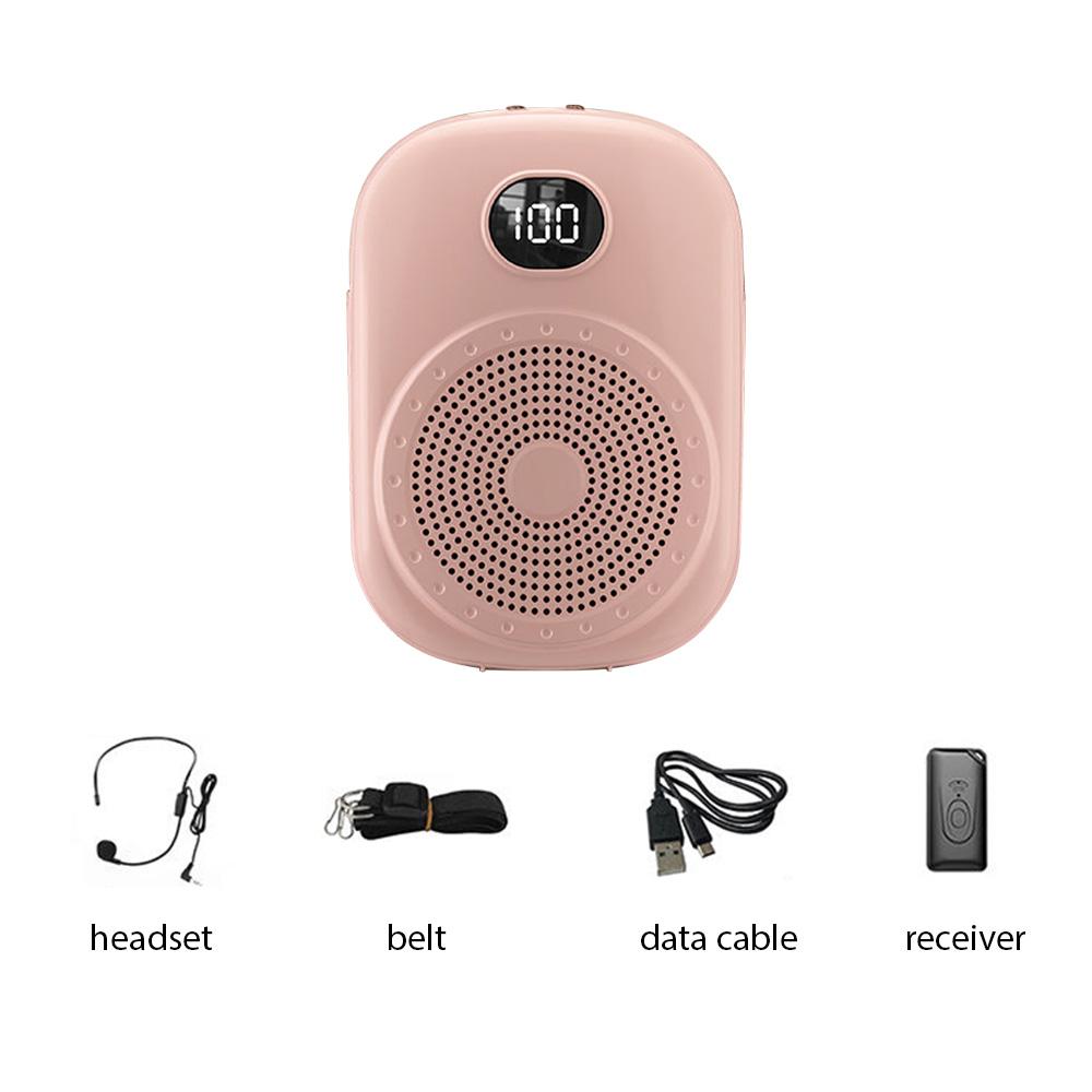 Voice Amplifier Portable Megaphone PA System with Wired Head Mounted Microphone BT Wireless