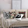 Set of 4 Throw Pillow Covers Vintage Music Cassette Tape Sound Magnetic Tape Vinyl Records Symbol Decorative Pillow Cases Home Decor 18x18 inches