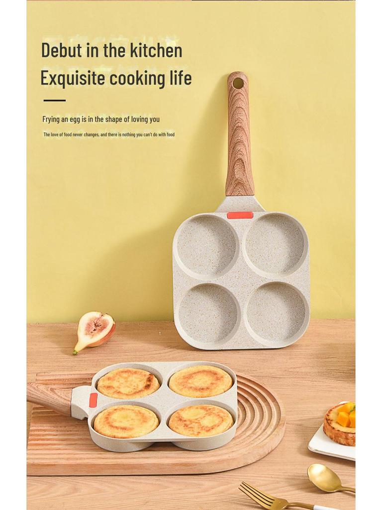 Non-Stick 4-Hole Breakfast Frying Pan for Eggs, Burgers, and Pancakes