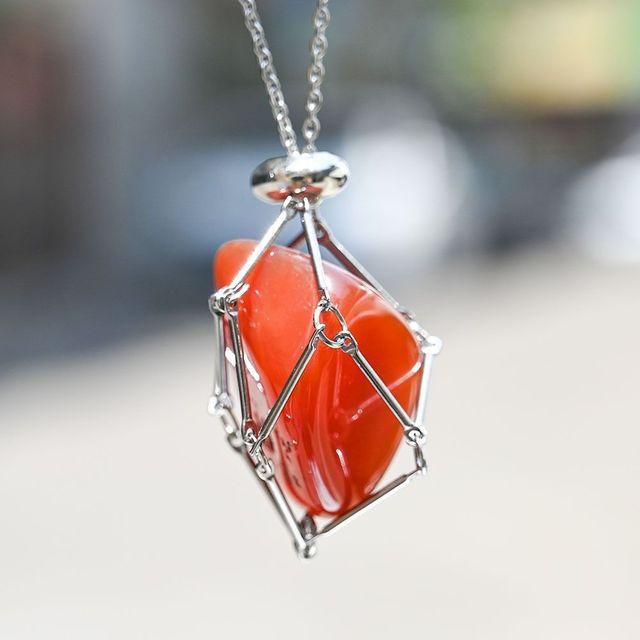 1PC Design Crystal Cage Necklace Holder Net Metal Chain Stone Collecting Holder Adjustable Pendant Copper Jewelry Accessories